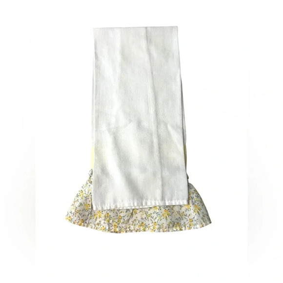 Sunbonnet Sue And Sam Handmade Hand Towels Yellow/white Ruffle Detail Set Of 2 - Picture 7 of 10